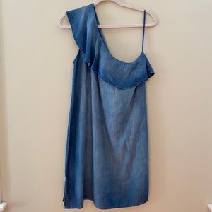 Anthropologie C&S Chambray One Shoulder Dress